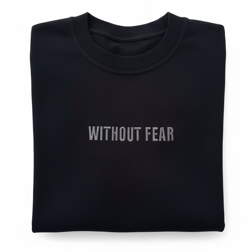 EMBROIDERED LONG-SLEEVE TEE — BLACK